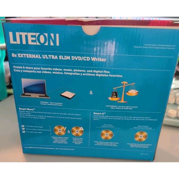 Liteon External Slim DVD/CD 8X Writer Model eNAU108 - Picture 5 of 9
